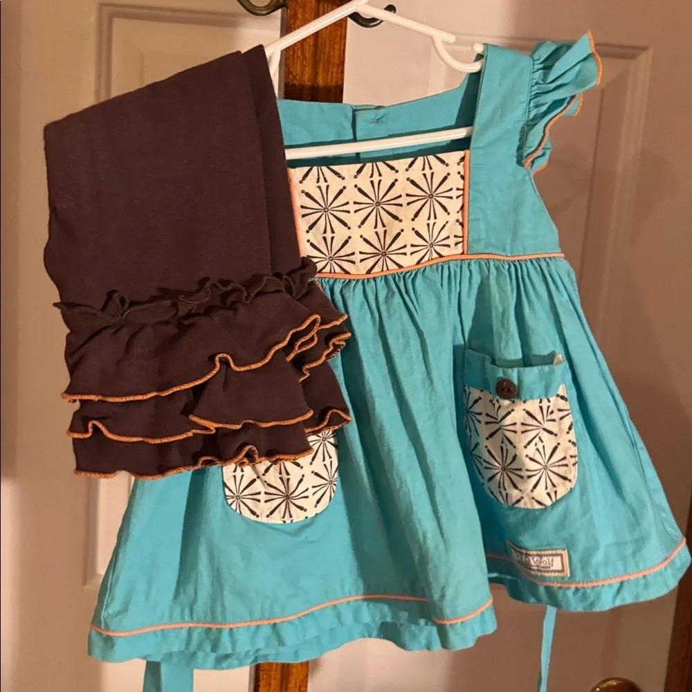 WELL DRESSED WOLF 24M Girls Summer in Greece Aegean Aqua Tunic Set